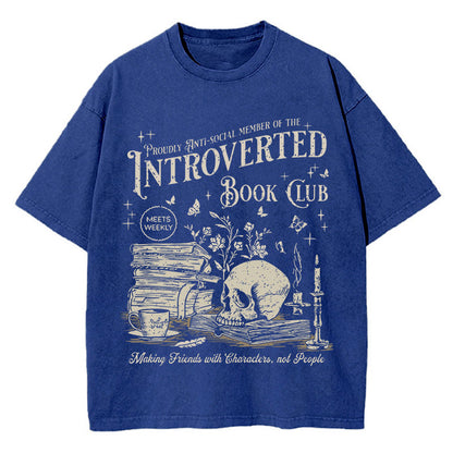 Introverted Book Club Teacher Washed T-Shirt