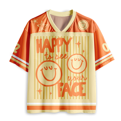 Personalized Name Two Sided Smile Face Striped Jersey Teacher T-Shirt
