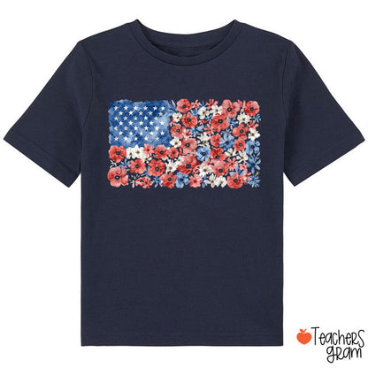Vintage Floral USA Flag Class T-Shirt