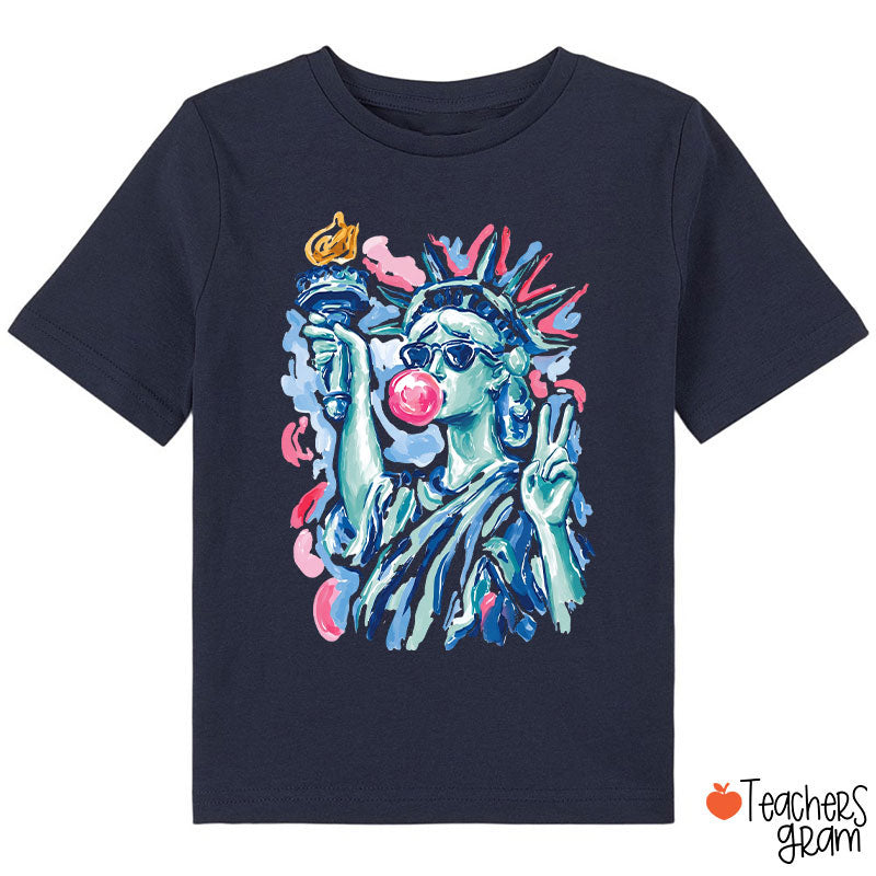 Preppy Statue Of Liberty Blowing Bubble Class T-Shirt