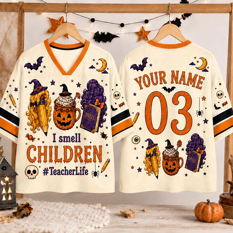 Personalized Name Number Halloween Witch Teacher Mesh Jersey