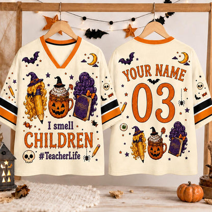Personalized Name Number Halloween Witch Teacher Mesh Jersey