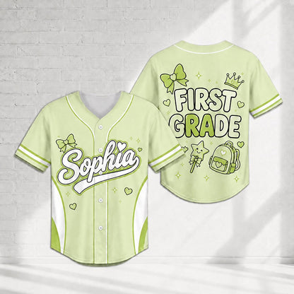Personalized Name And Grade Coquette Bow Class Baseball Jersey