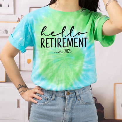 Personalized Hello Retirement Teacher Tie-dye T-Shirt