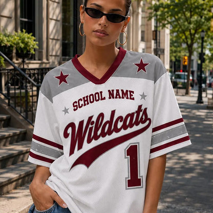 Personalized School Name Mascot And Number Contrast Teacher Mesh Jersey
