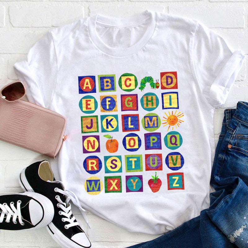 26 Letters Caterpillar Teacher T-Shirt