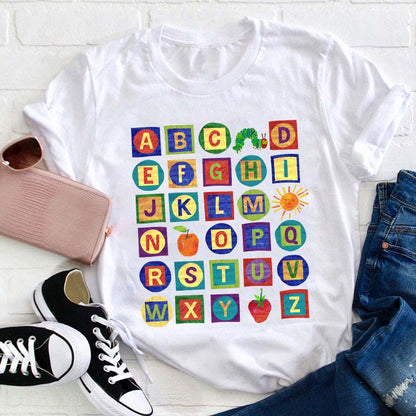 26 Letters Caterpillar Teacher T-Shirt