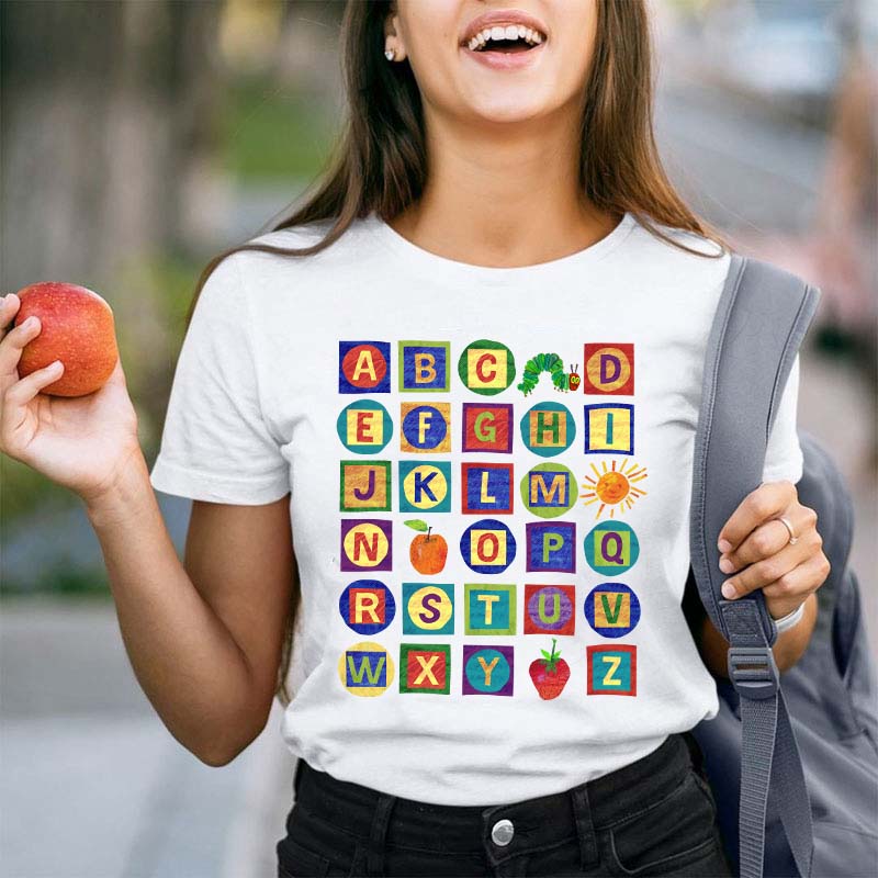 26 Letters Caterpillar Teacher T-Shirt