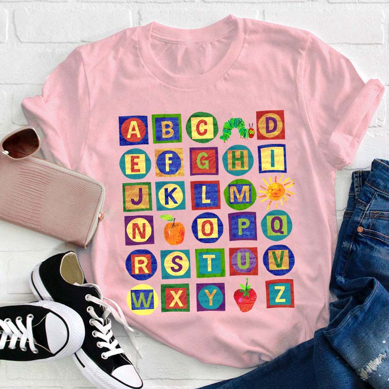 26 Letters Caterpillar Teacher T-Shirt