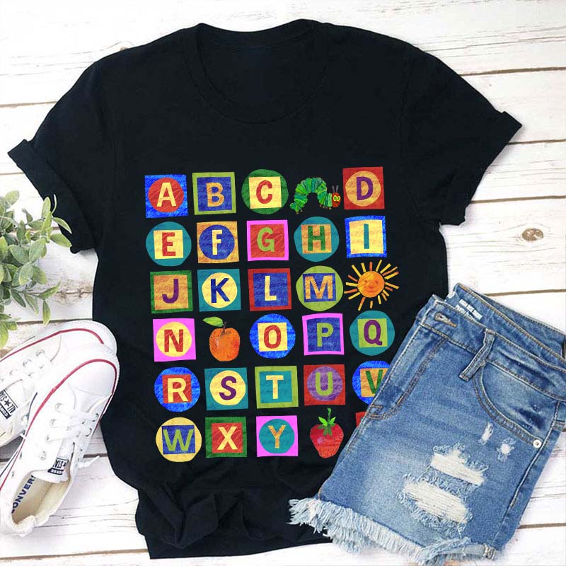 26 Letters Caterpillar Teacher T-Shirt