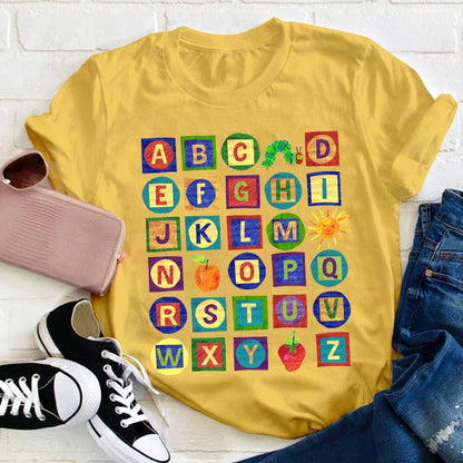 26 Letters Caterpillar Teacher T-Shirt
