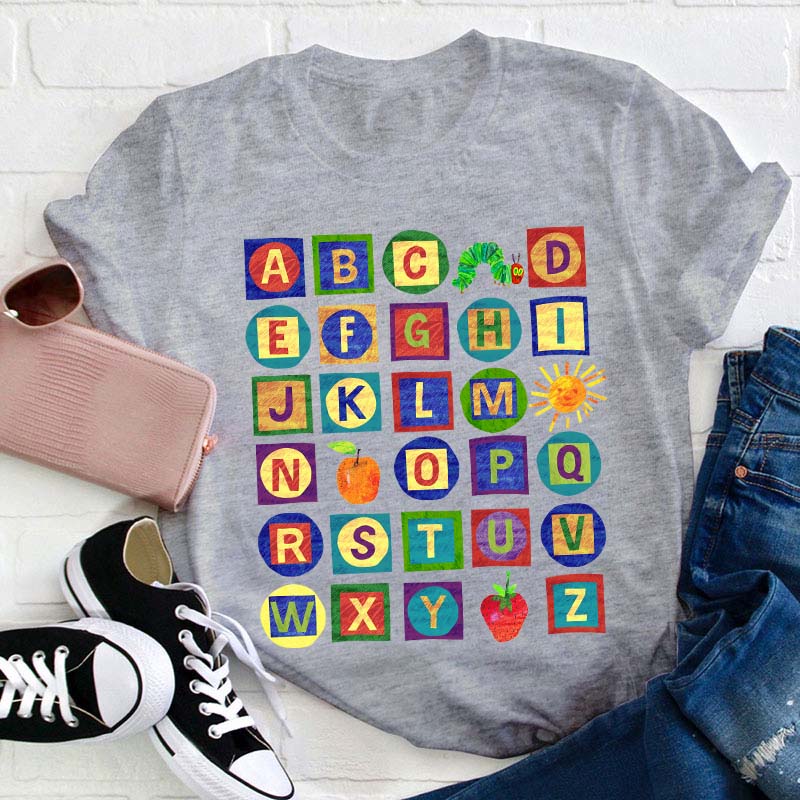 26 Letters Caterpillar Teacher T-Shirt