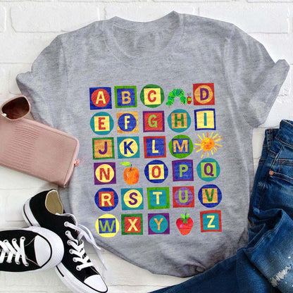 26 Letters Caterpillar Teacher T-Shirt