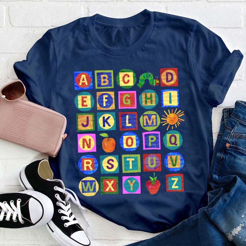 26 Letters Caterpillar Teacher T-Shirt