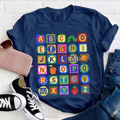 26 Letters Caterpillar Teacher T-Shirt