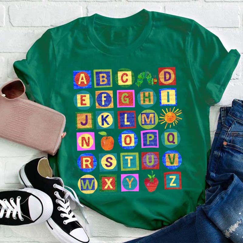 26 Letters Caterpillar Teacher T-Shirt