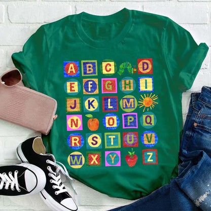 26 Letters Caterpillar Teacher T-Shirt