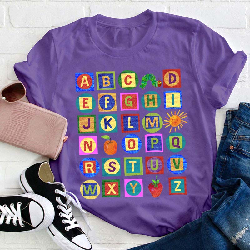 26 Letters Caterpillar Teacher T-Shirt
