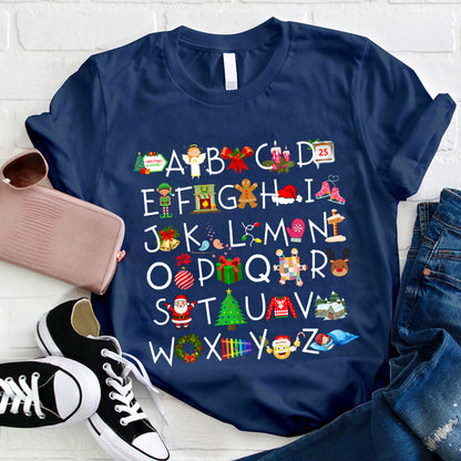Christmas Elements Alphabet Teacher T-Shirt