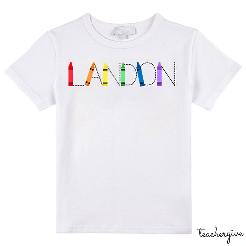 Personalized Name Crayons Letters Class T-Shirt