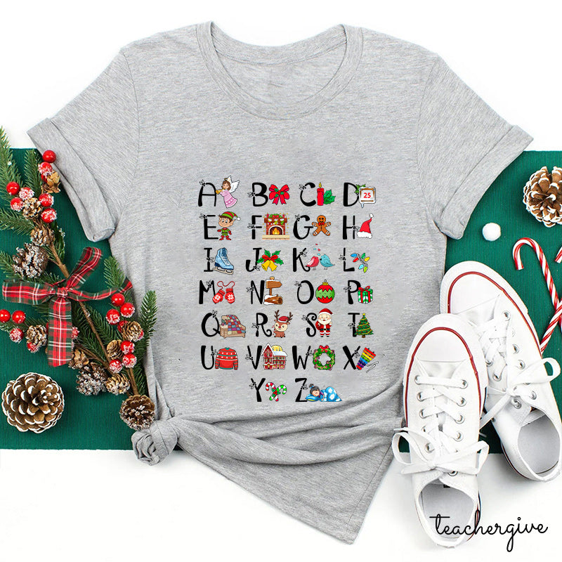 Learn The Alphabet With Christmas Teacher T-Shirt