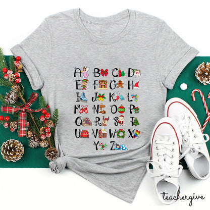 Learn The Alphabet With Christmas Teacher T-Shirt