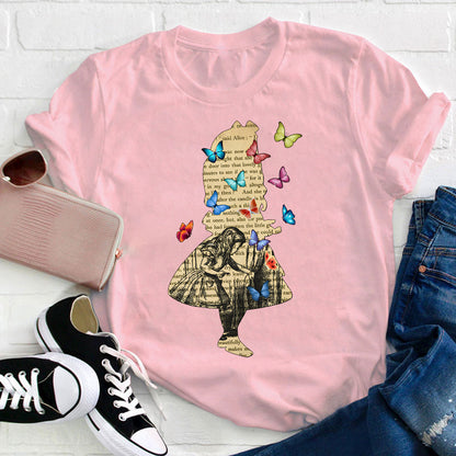 Vintage Alice In Wonderland Butterfly Teacher T-Shirt