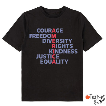 Courage Freedom Diversity Right Kindness Justice Equality America Class T-Shirt