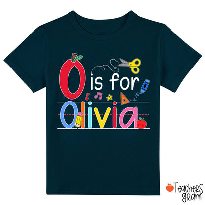 Personalized Name Apple Pencil School Stuff Class T-Shirt