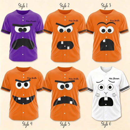 Personalized Book Character Halloween Teacher Baseball Jersey