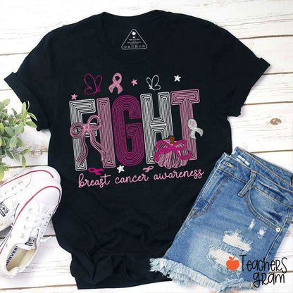 Fight Breast Cancer Awareness Teacher T-Shirt