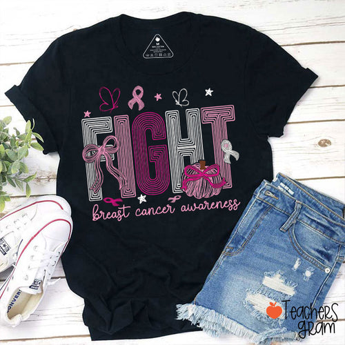 Fight Breast Cancer Awareness Teacher T-Shirt
