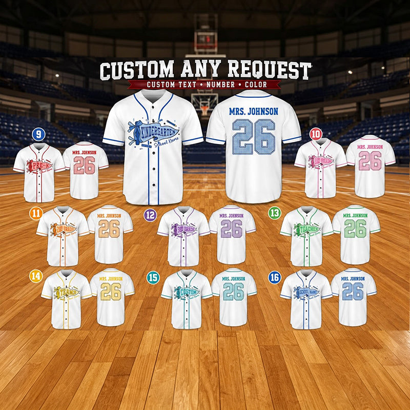 Personalized Greade And Name Coquette Bow Pennant Teacher Baseball Jersey