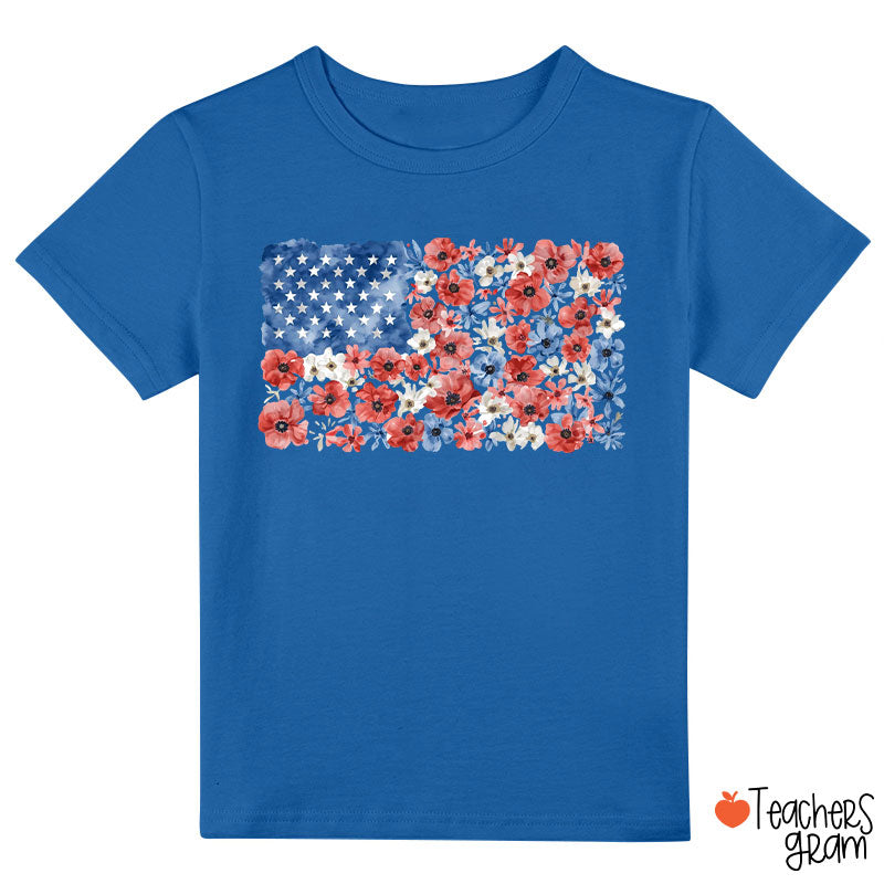 Vintage Floral USA Flag Class T-Shirt