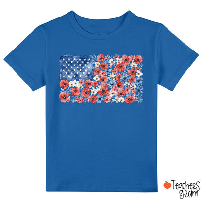 Vintage Floral USA Flag Class T-Shirt