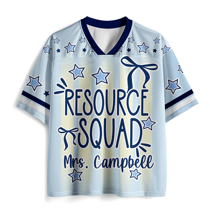 Personalized Name Striped Bow Star Print Teacher Mesh Jersey