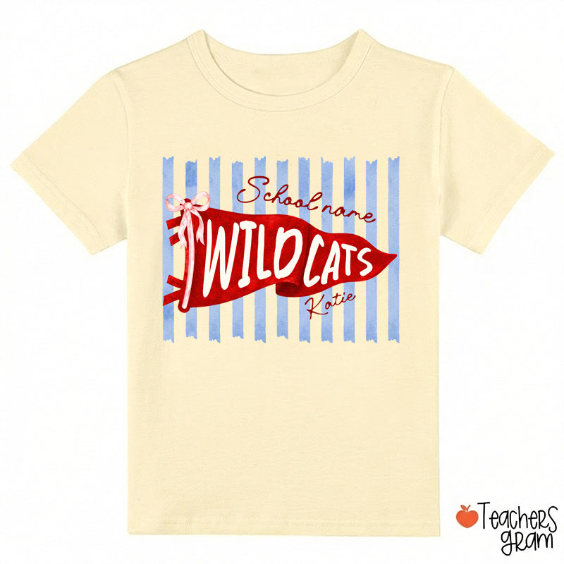 Personalized Mascot School Spirit Stripes Pennant Class T-Shirt