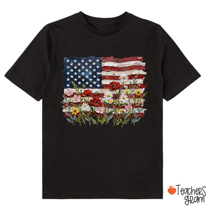 American Flag Floral Class T-Shirt