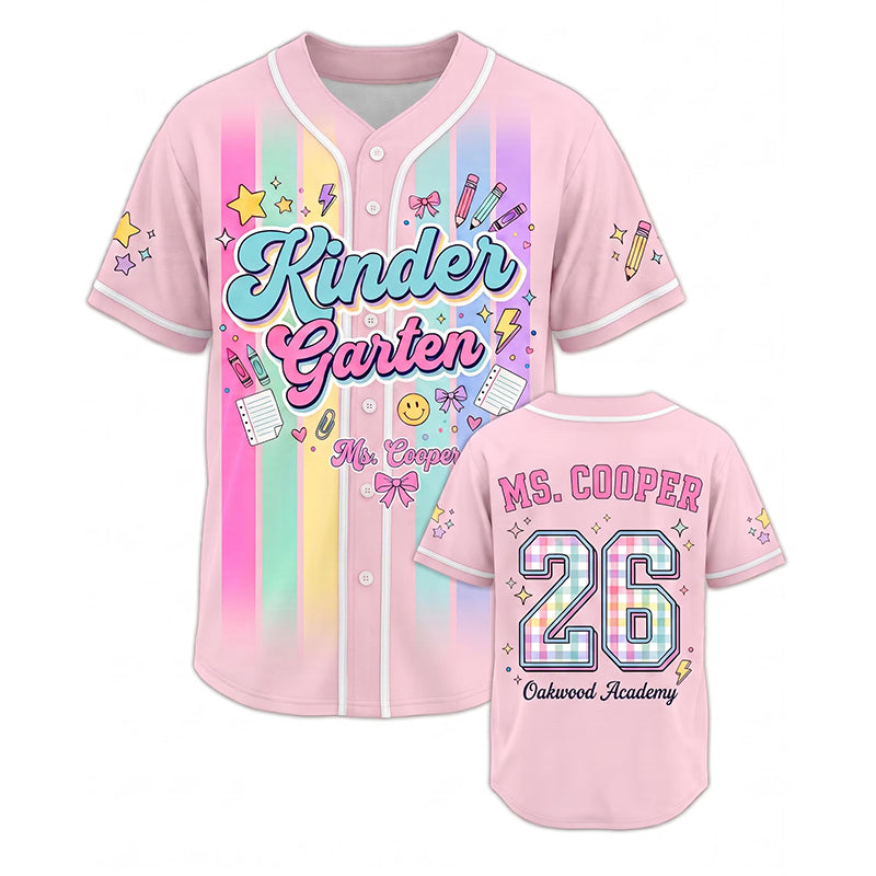 Personalized Grade And Name Colorful Stripes Teacher Baseball Jersey