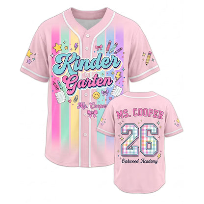 Personalized Grade And Name Colorful Stripes Teacher Baseball Jersey