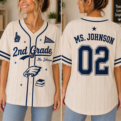 Personalized Grade Mascot Name Number Graphic Baseball Jersey