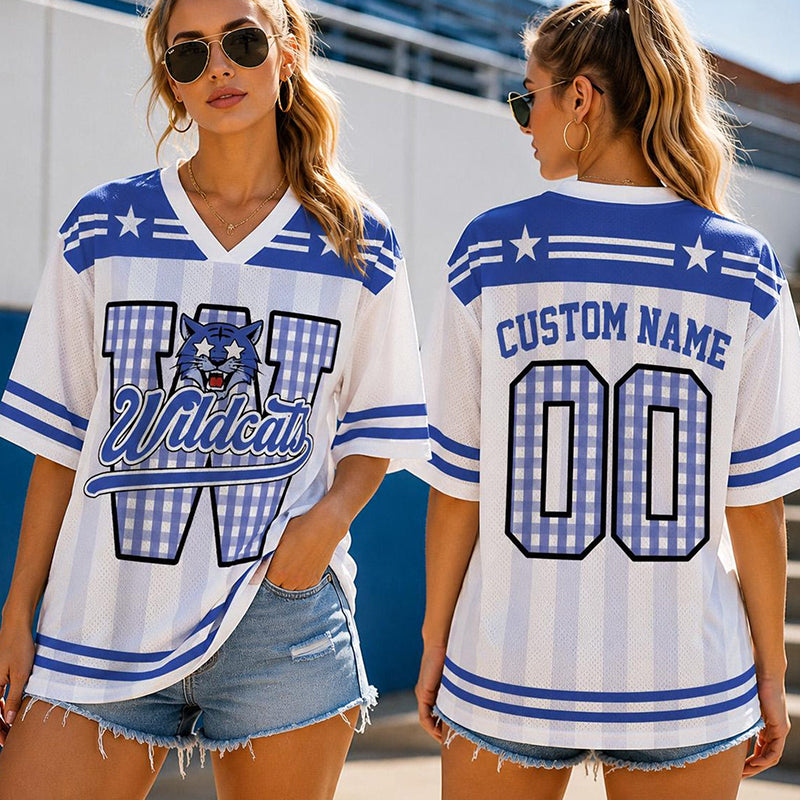 Personalized Mascot Plaid Letter Star Stripe Teacher Mesh Jersey