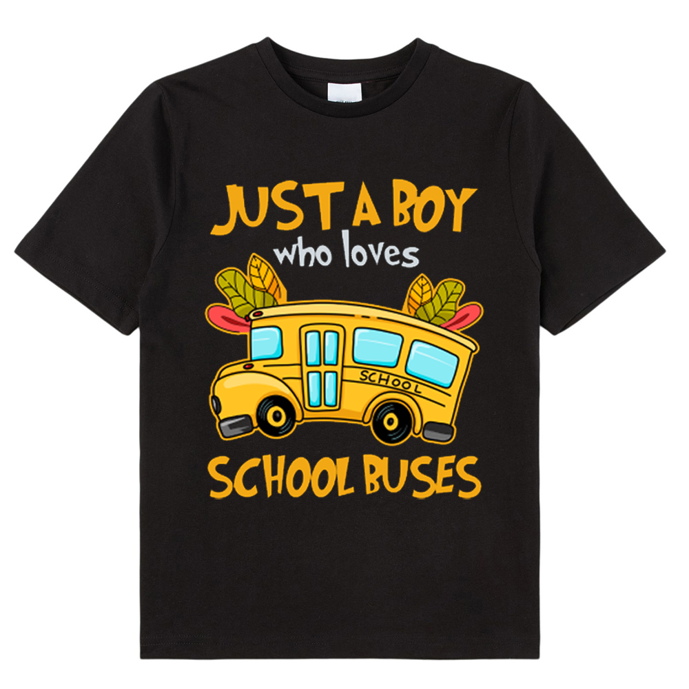 Personalized Just A Boy Who Loves School Buses Class T-Shirt