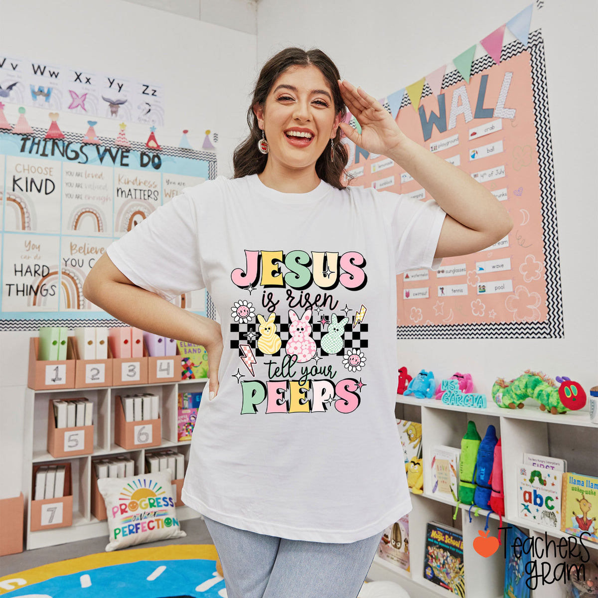 Jesus Is Risen Tell Your Peeps Teacher T-Shirt