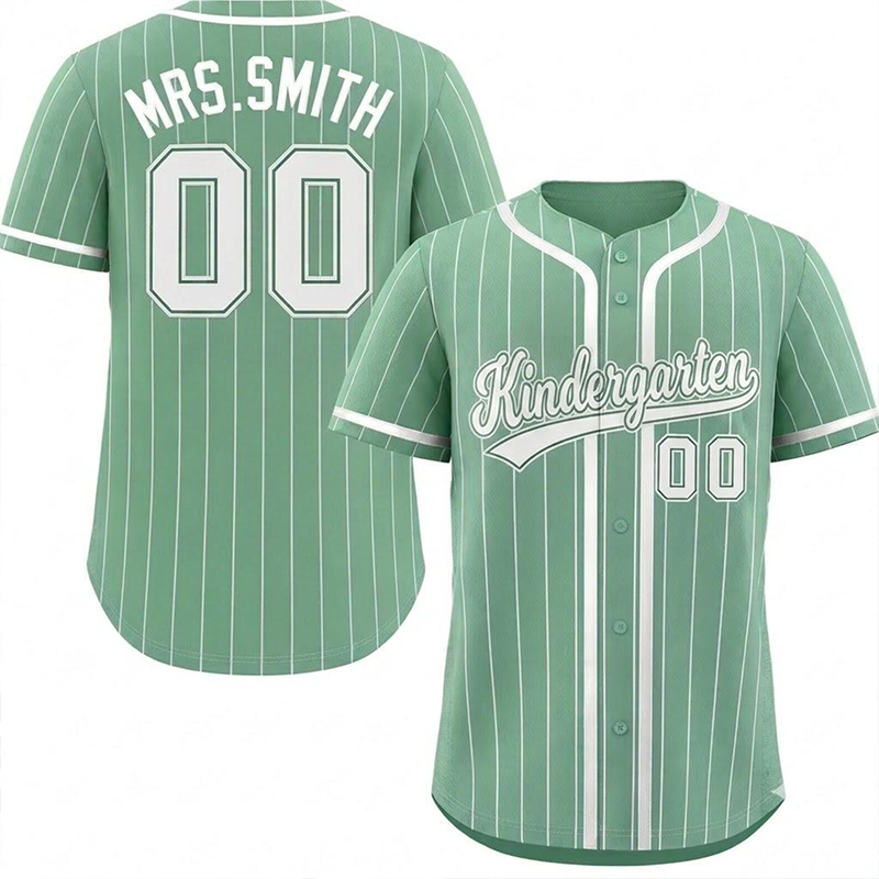 Personalized Grade And Name Striped Button Down Teacher Baseball Jersey