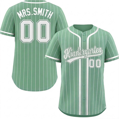 Personalized Grade And Name Striped Button Down Teacher Baseball Jersey