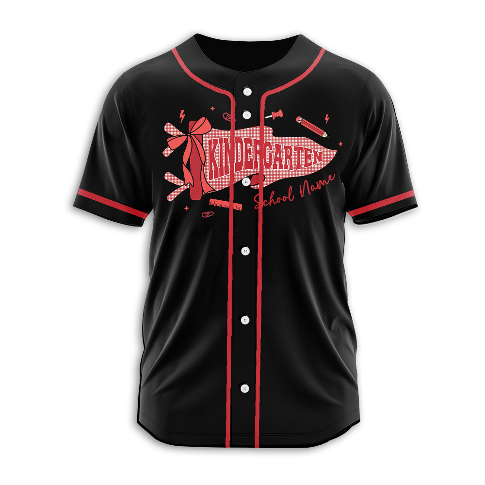 Personalized Greade And Name Coquette Bow Pennant Teacher Baseball Jersey