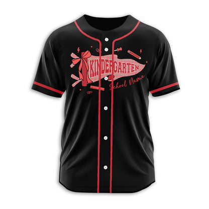Personalized Greade And Name Coquette Bow Pennant Teacher Baseball Jersey