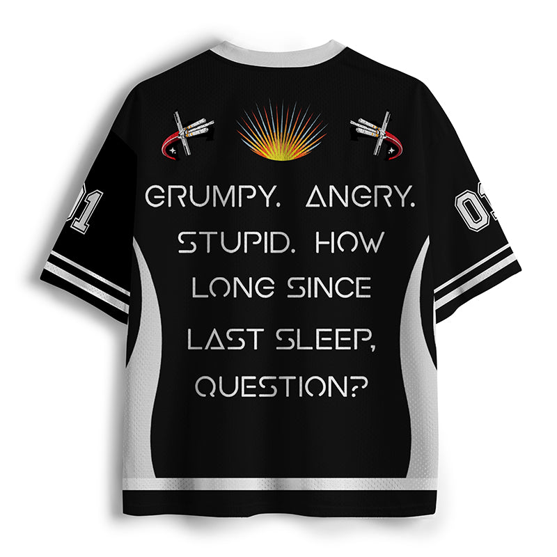 Grumpy Angry Stupid How Long Since Last Sleep Question Teacher Mesh Jersey