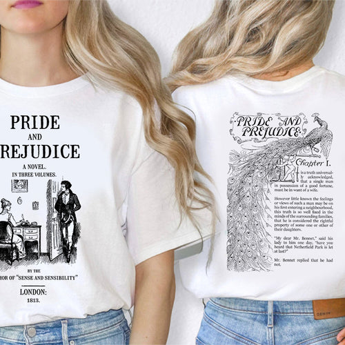 Pride And Prejudice A Novel In Three Volumes Teacher Two Sided T-Shirt